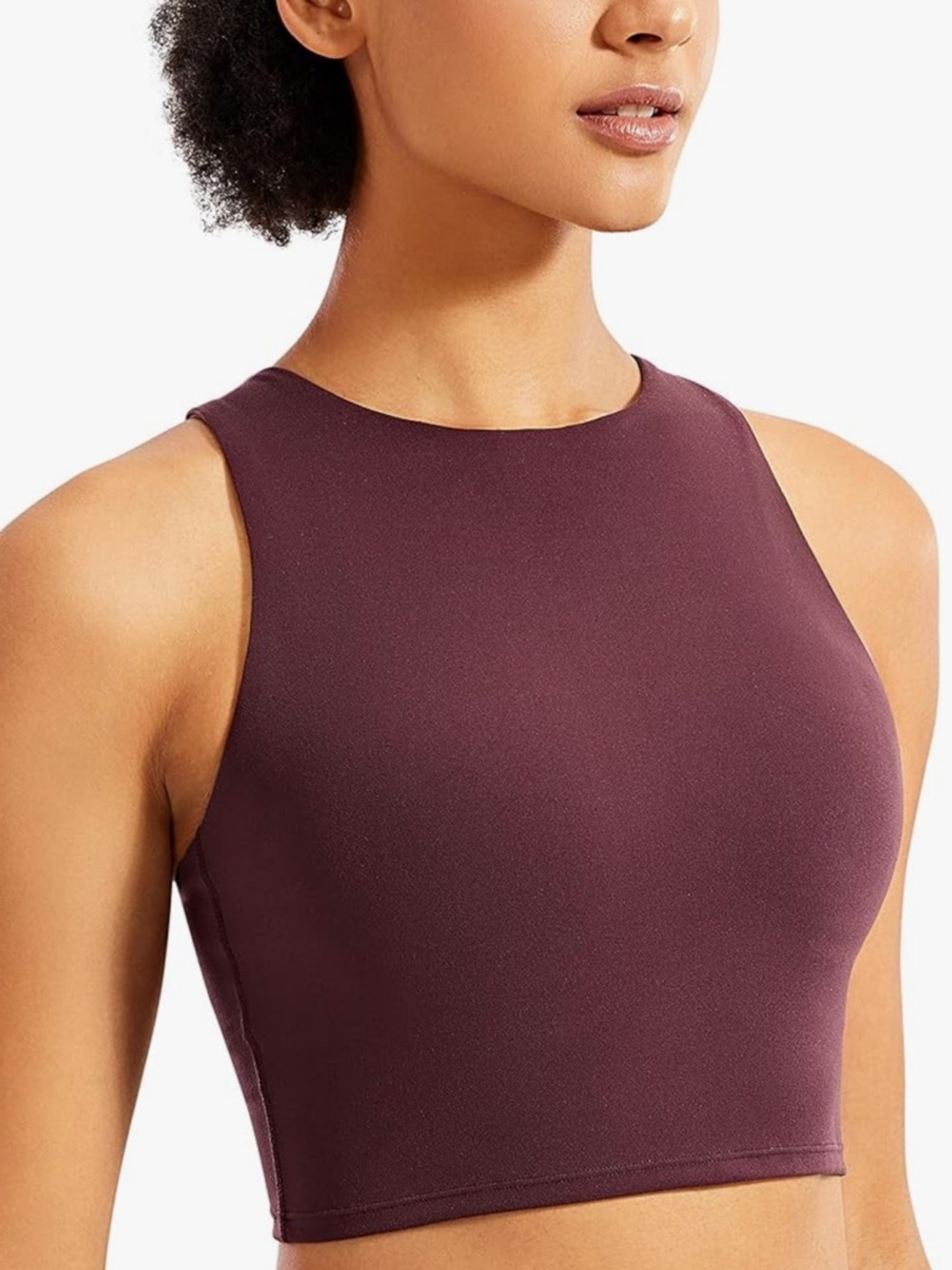 CRZ YOGA Maroon High Neck Workout Tank Small